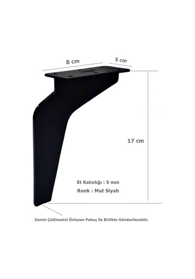 Kartal Ayak Metal 17 Cm Mat Siyah Mobilya Koltuk Ayağı