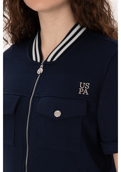 U.S. Polo Assn. Kadın Lacivert Kısa Kollu Fermuarlı Bisiklet Yaka Sweatshirt 50309093-VR033