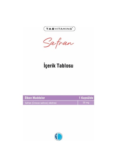Tabvitamins Safran 50 Mg 30 Kapsül