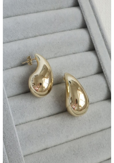 Kadın Küpe Kararmaz 14k Renk Vip Seri Marka Model 3cm Küpe Altın