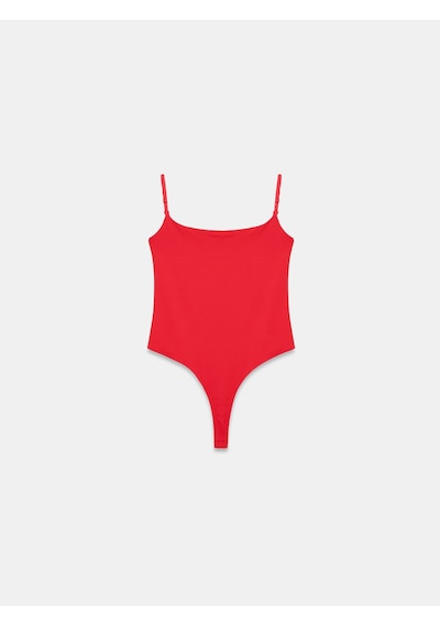 DİLVİN 21216 Askılı Bodysuit-kırmızı