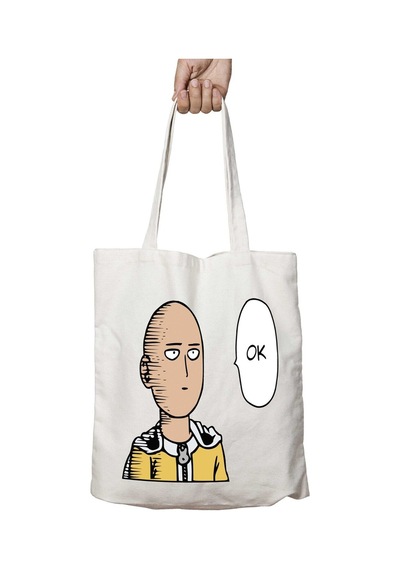 Art Hediye One Punch Man Saitama Ok İki Taraf Kalıcı Yıkanabilir Okul Plaj Omuz Bez Çanta Çok Renkli