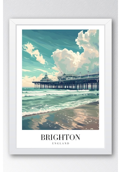 Brighton England Vintage Seyahat Posteri Çerçeveli Tablo - Premium Sahil Ve İskele Elit Duvar Dekoru Beyaz Brighton England Vintage Seyahat Posteri Çerçeveli Tablo - Premium Sahil Ve İskele Elit Duvar Dekoru Beyaz