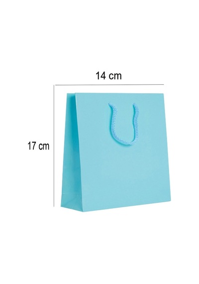 14X17 Cm Mavi Düz Renk Tutma Ipli 25 Li Karton Çanta