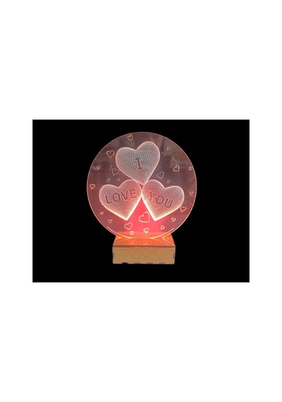 Şeffaf İlizyon Led Gece Lambası I Love You Kalp Görseli 18x20 Cm