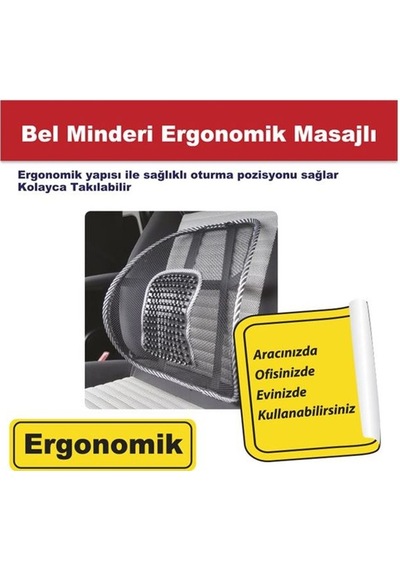 Bel Arkası Masajlı Sırtlık Ortopedik Siyah