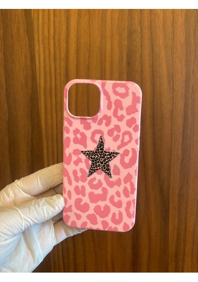 Apple iPhone Uyumlu 13/14 Leopar Baskılı İçi Kadife Silikon Telefon Kılıfı Pembe