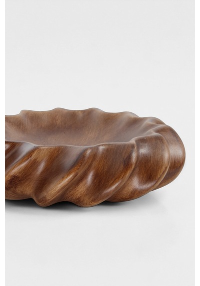 Fjora Ahşap Dokulu Bohem Seramik Obje Tabak 23x7 Cm