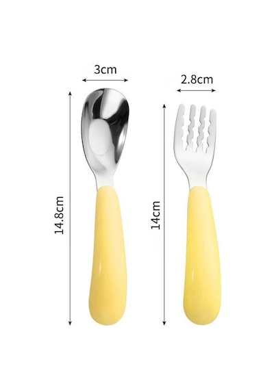 316 L Paslanmaz Çelik Sarı Bebek Çocuk Kaşık Ve Çatal Cin770sr Sarı