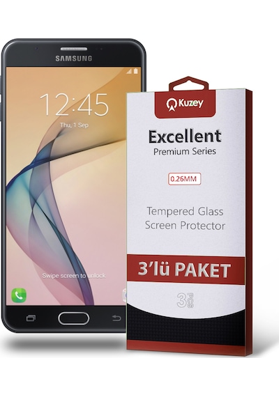 Samsung Galaxy J7 Prime ile Uyumlu Kırılmaz Temperli Ekran Koruyucu Cam Ekonomik 3'lü Paket