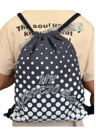 Mygeppetobag Suya Dayanıklı Kaliteli İmperteks Kumaş İpli Sırt Çantası Lacivrt Lacivert