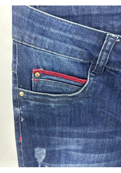 Büyük Beden Fermuarlı Denim Kadın Pantolon Lacivert