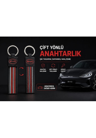 Byd Anahtarlık Çizgili , Byd Araç Anahtarlık - Byd Çift Yönlü Araba Anahtarlığı