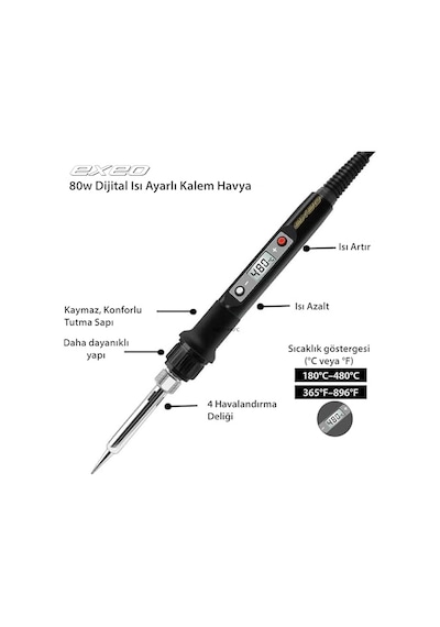 Dijital Göstergeli Isı Ayarlı Kalem Havya Lehim Makinesi