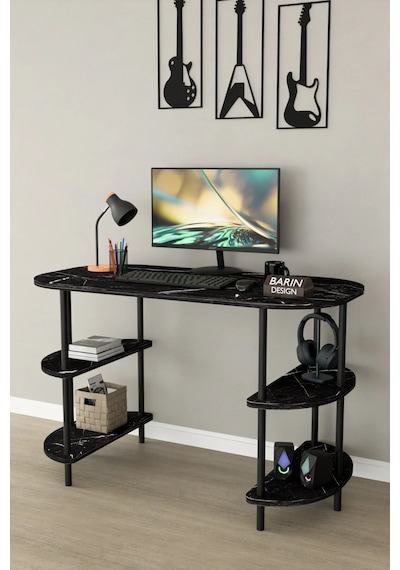 120 Cm Çalışma Masası Bilgisayar Masası 2 Raflı Kitaplık Ofis Ders Masası Ahşap Metal Ayaklı Siyah Mermer 120 Cm Çalışma Masası Bilgisayar Masası 2 Raflı Kitaplık Ofis Ders Masası Ahşap Metal Ayaklı Siyah Mermer