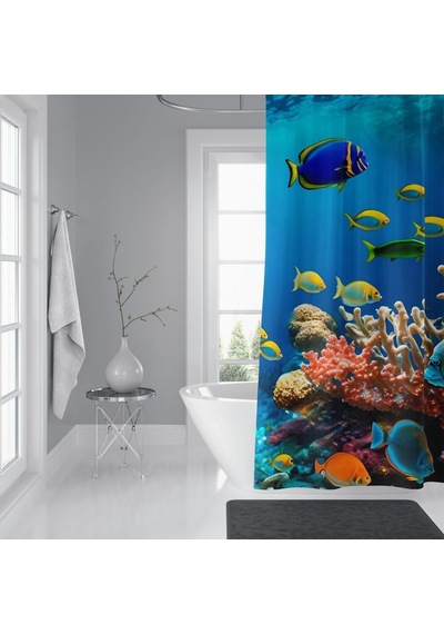 Banyo Perdesi 1x180x200 Tek Kanat Duş Perdesi Halka Hediyeli Duşakabin Perdesi Underwater Çok Renkli Banyo Perdesi 1x180x200 Tek Kanat Duş Perdesi Halka Hediyeli Duşakabin Perdesi Underwater Çok Renkli