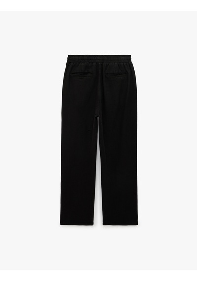 Koton Regular Fit Pamuklu Cepli Beli Bağcıklı Lastikli Pantolon Siyah 7wam40050hw