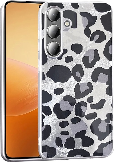 Galaxy Uyumlu S25 Plus Kılıf Desenli Zore Mep Kapak Gri Leopar