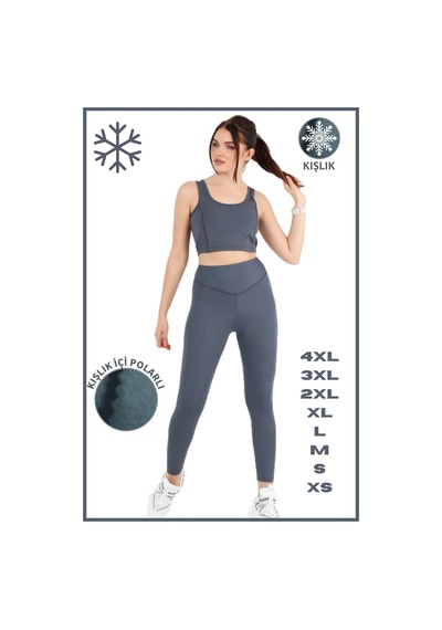 Missmaral Kadın Kışlık Içi Polarlı Yüksek Bel Toparlayıcı Tayt Lacivert Curve High Waist Fleece Winter 1048 Antrasit