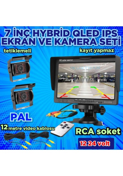 7 İnç Ips Qled Monitör Ve 2 Adet Metal Kasa Kamera 12 24 Volt