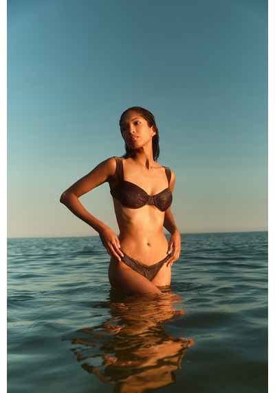 Açelyaokcu Premium Halat Detaylı Themıs Slim Fit Kadın Bikini Altı Siyah