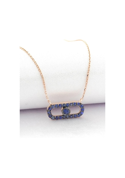 İris Safir Geometrik Kolye Rose Gold