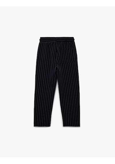 Koton Beli Bağcıklı Rahat Kalıp Çizgili Pantolon Lacivert Çizgili 6skb40088tw 7s2