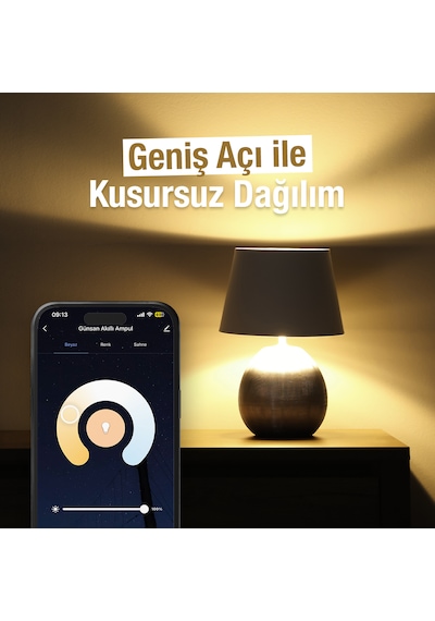 Günsan Akıllı Wifi Led Ampul Beyaz Işık Tuya Ve Smart Life Uygulama Destekli 9w 2700k-6500k Ayarlanabilir Beyaz Işık