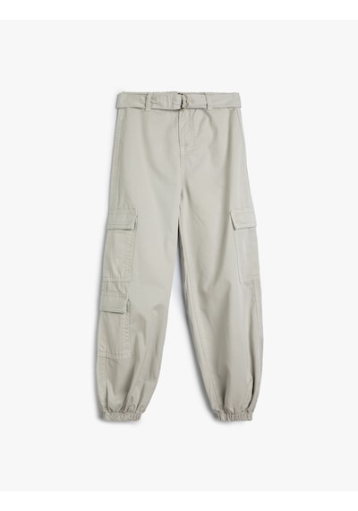 Koton Jogger Pantolon Kargo Cepli Kemer Detaylı Pamuklu Gri 5wkg40011ad Gri
