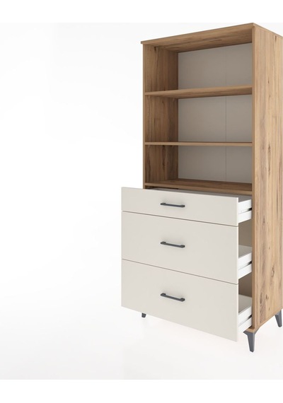 Hyperion Dolap 3 Raflı 3 Çekmeceli 88x44x195 Çam-aytaşı Çam