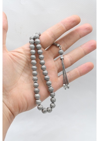 Erkek 925 Ayar Gümüş Tesbih Orta Boy -34 Gr- 901351 Gümüş