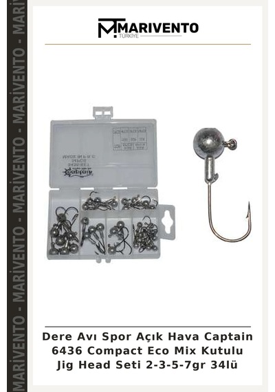 Dere Avı Spor Açık Hava Captain 6436 Compact Eco Mix Kutulu Jig Head Seti 2-3-5-7gr 34lü standart