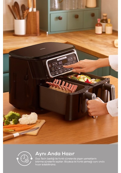 Karaca Air Pro Cook Duo Ev Yemeği Xxxl 8 Kişilik Airfryer 4 + 4 L
