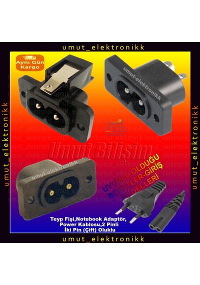 Yazıcı Güç Kablosu 220volt 2 Pin Çift Oluklu Kablo Teyp Kablosu