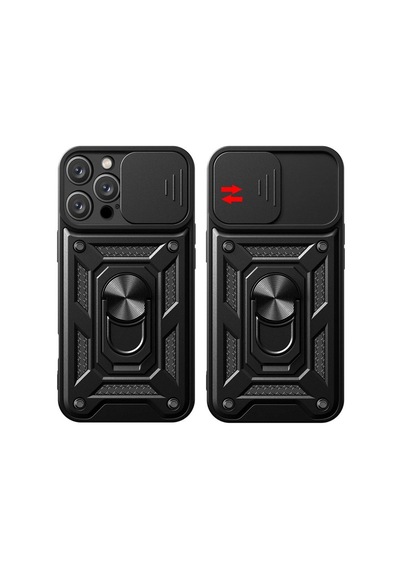 Apple İphone 16 Pro Max Kılıf Pars Lens Yüzüklü Silikon - Siyah Çok Renkli