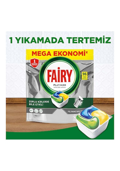 Fairy Platinum Bulaşık Makinesi Kapsülü 96 Tablet Yıkama Limon Kokulu