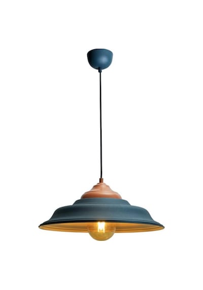 Rsylight Retro Metal Dekoratif Rustik Antrasit Içi Gold Tekli Sarkıt Avize Çap 41 Beyaz