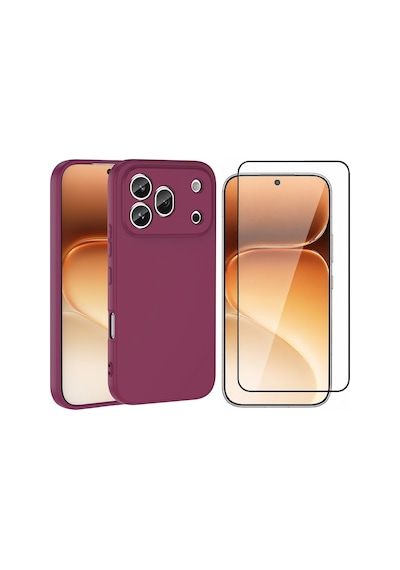 Vendas Honor 600 Pro 5g Kılıf Zore Mara Lansman Kapak + Cam Ekran Koruyucu Mürdüm