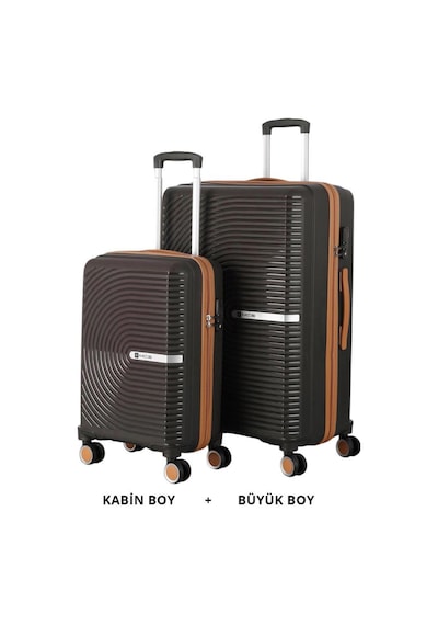 Mçs Bavul Büyük Ve Kabin 2li Set Kırılmaz Silikon Valiz V374 Acıkahve/şampanya Kahverengi - Bej