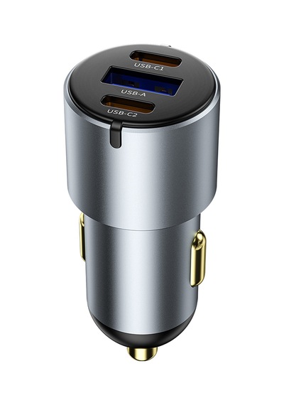 Wiwu Wi-cc032 Nano Pro Dual Type-c + Usb-a Hızlı Şarj Akım Korumalı Araç Şarj Aleti Pd Qc3.0 60w Gri