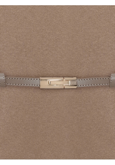 Dilvin 10861 Kaşmir Karışımlı Kemerli Kazak-koyu Vizon Koyu Vizon