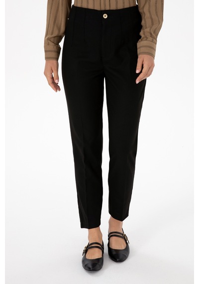 U.S. Polo Assn. Kadın Siyah Carrot High Waist Fit Kanvas Pantolon 50309266-VR046