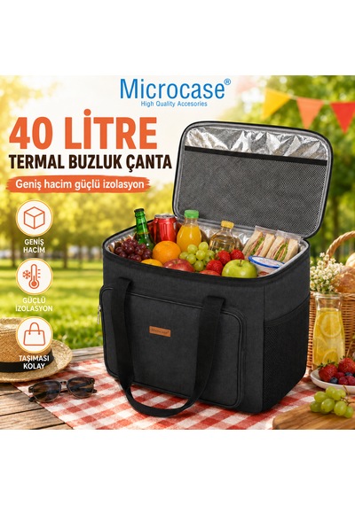 Microcase 40 LT 5 Gözlü Termos Çanta Isı Yalıtımlı Piknik Kamp Plaj Balıkçı Soğutucu Çanta AL5622