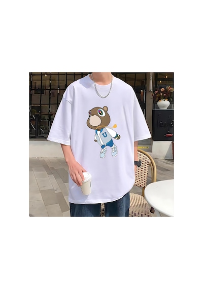 Tarzsokak Rap Kanye West Mezuniyet Ayı Grafik T - Erkek Kadın Sıcak Satış Moda Kıyafetler Saf Pa Beyaz