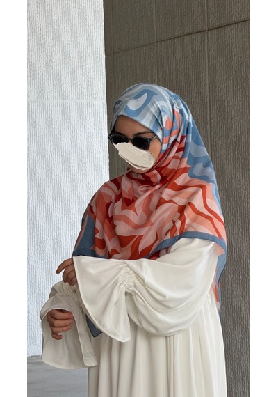 Qalortex Scarf Pamuklu Soft Mihrâ Desen Eşarp-bulut