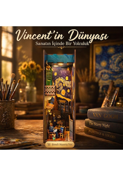 Van Gogh Temalı Book Nook Kitap Köşesi Vincent In Dünyası Dıy Maket