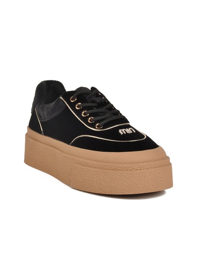 Siyah Yüksek Taban İçi Polarlı Kadın Sneaker 25k330 Z Siyah