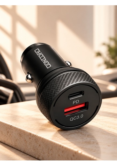 Concord 55w Hızlı Araç Şarj Cihazı Type-c Pd & Qc 3.0 Çift Çıkışlı Çakmaklık Adaptörü Siyah