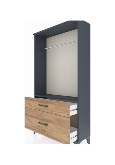Arges Dolap Tek Raflı 2 Çekmeceli Tek Askılı 88x30x163 Antrasit-çam Antrasit