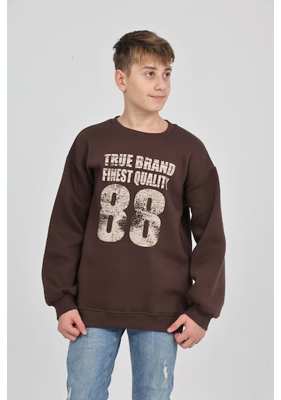 Toontoy Kids Toontoy Erkek Çocuk 88 Baskılı Sweatshirt Kahverengi